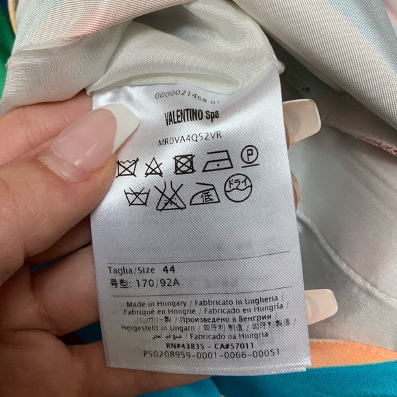 VALENTINO GARAVANI S.P.A. RED Multicolour Wave Knee Length Dress Women SZ Medium - Picture 8 of 16